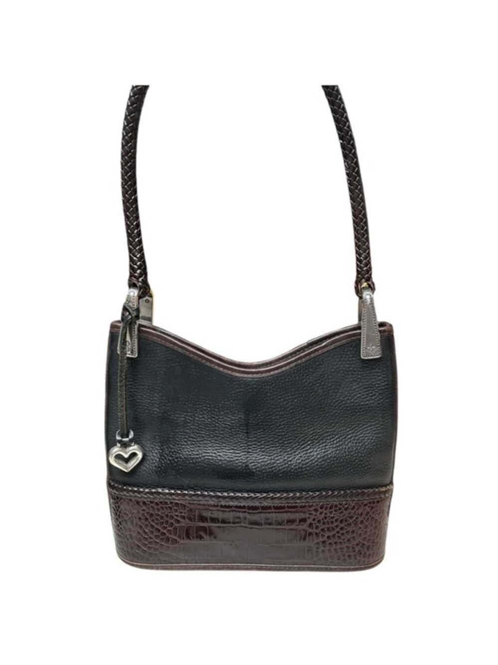Brighton Authentic Gina Carry Purse Handbag Shoulder Black & Brown Leather